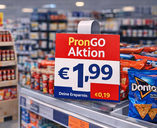 Regalwobbler Aktion am Snackregal zur Abverkaufssteigerung