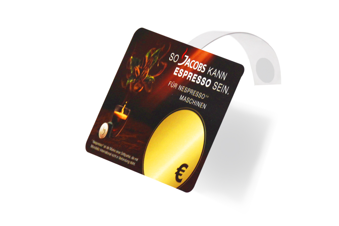 Quadratischer Regalwobbler für Kaffeeprodukte in der Tankstelle