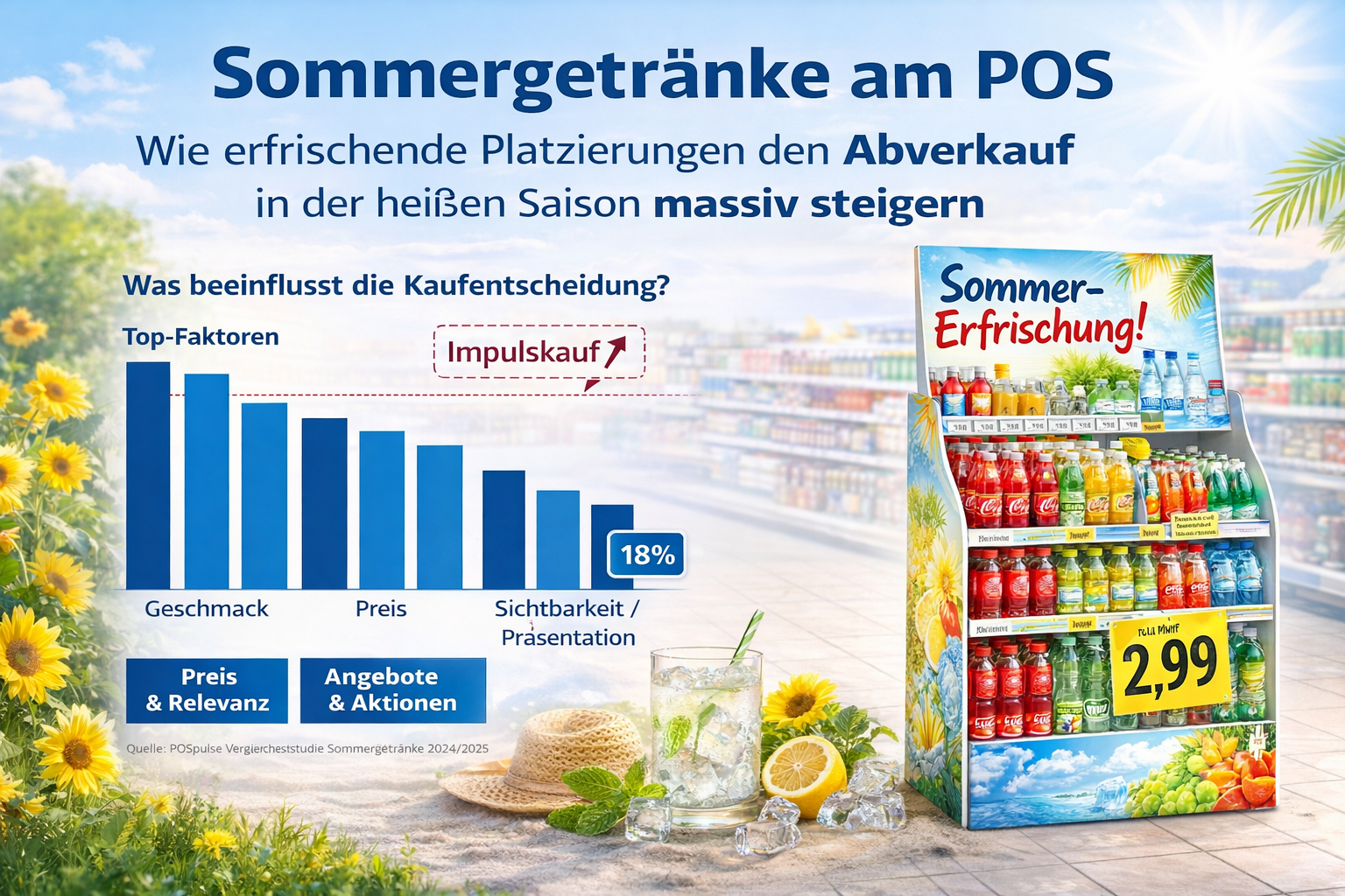 Sommergetränke am POS: Wie erfrischende Platzierungen den Abverkauf in der heißen Saison massiv steigern