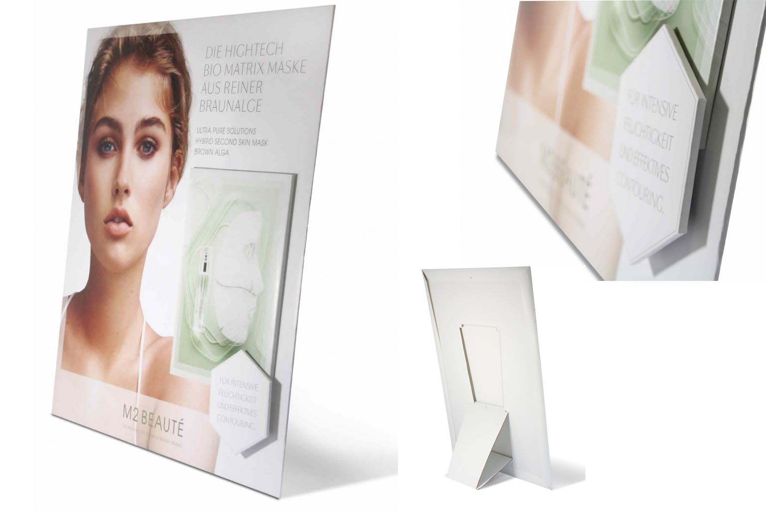 Blockplakat für M2 BEAUTÉ – maximale Sichtbarkeit am POS mit echter Tiefenwirkung